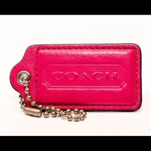 3" Large COACH PINK LEATHER KEY FOB BAG CHARM KEYCHAIN HANGTAG TAG